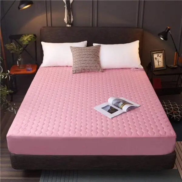 Micro Plain Double Bed Mattress Cover - Pink | Trendsto