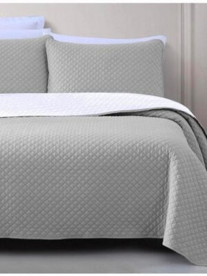 3 Pcs Cotton Plain Bedspread Grey | Trendsto