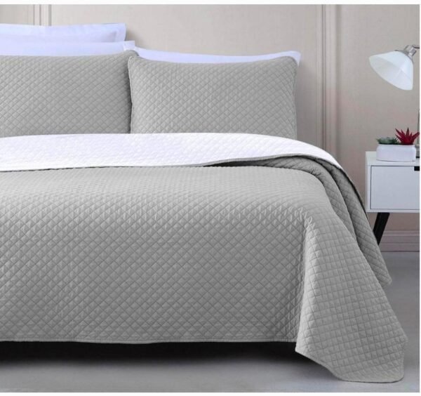 3 Pcs Cotton Plain Bedspread Grey | Trendsto