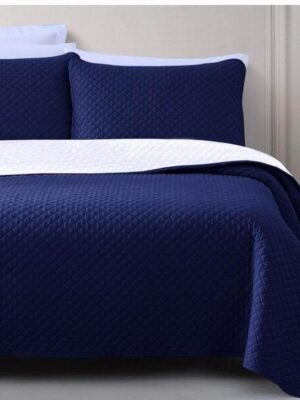3 Pcs Cotton Plain Bedspread Blue | Trendsto