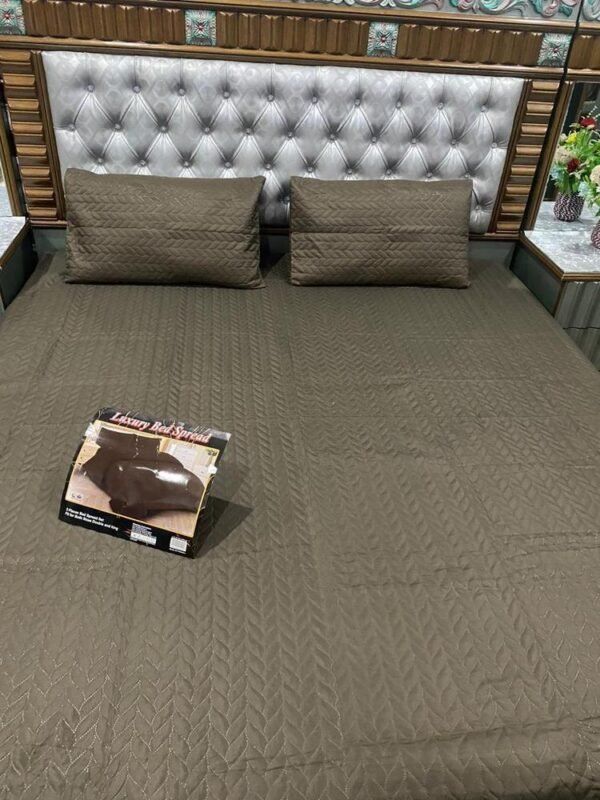 3 Pcs Cotton Plain Bedspread Brown | Trendsto