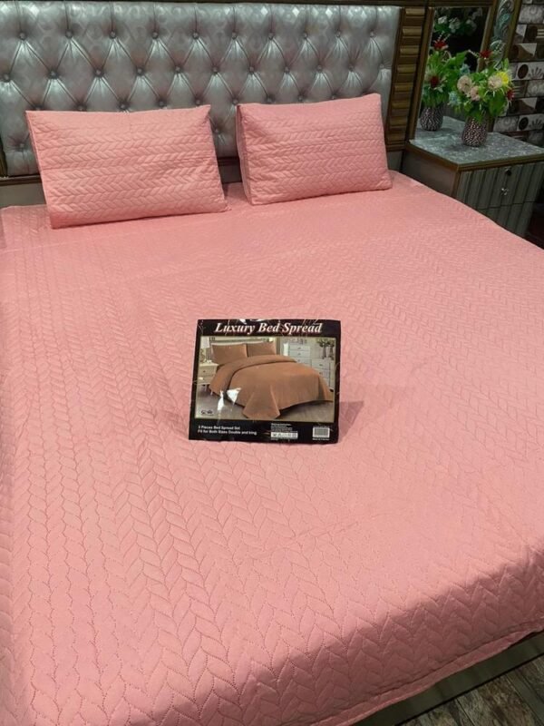 3 Pcs Cotton Plain Bedspread Pink | Trendsto
