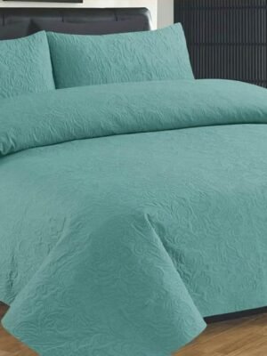 3 Pcs Cotton Plain Bedspread Green | Trendsto